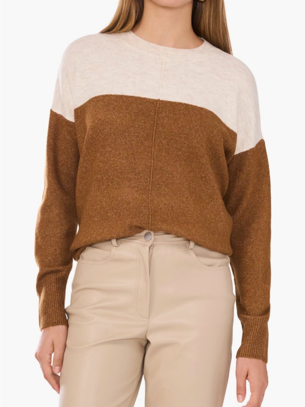 Vince Camuto Extended Shoulder Colorblock Sweater in Toasted Size XXL NWT